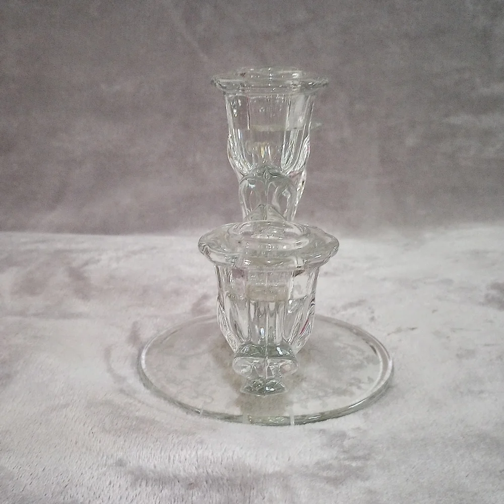 Fostoria Baroque Glass 3 Light Candlestick Navarre Etch
